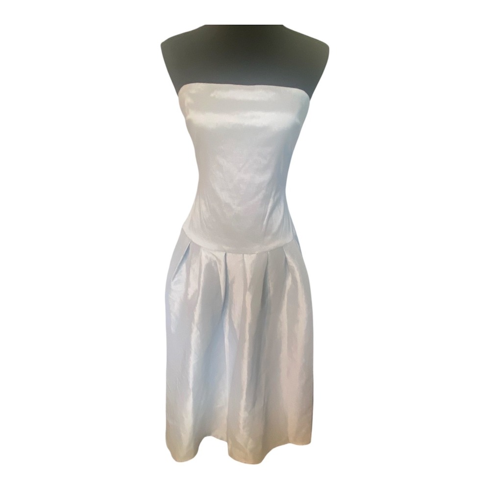 More To Come Light Blue Strapless Pleated Midi Dress NWT Size M Formal Cocktail